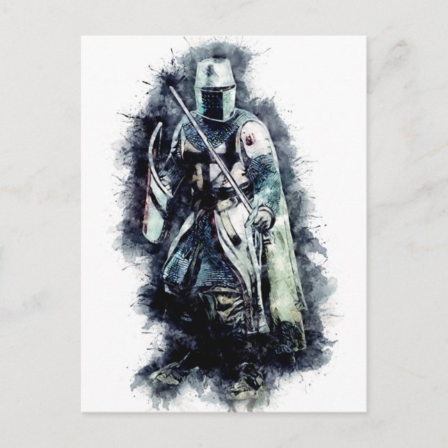 Templar Knight Der Kreuzfahrer Heldenkrieger Postkarte (Vorderseite)