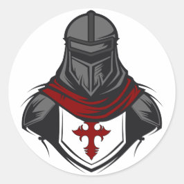 Templar Knight Head Portrait Wear Rüstung Runder Aufkleber