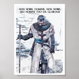 Templar Knight Motto abstraktes Portrait Poster