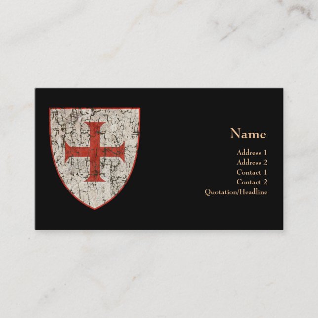 Templar Kreuz, beunruhigt Visitenkarte (Vorderseite)