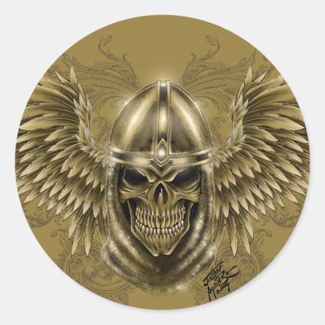 Templar Ritter Gotischer Mittelalterlicher Schädel Runder Aufkleber (Vorderseite)
