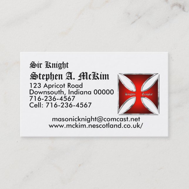 Templar Visitenkarte-Schablone Visitenkarte (Vorderseite)