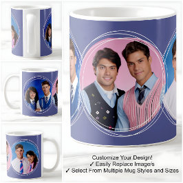 Template 3 Circular Fotos Collage Blue C49 Kaffeetasse