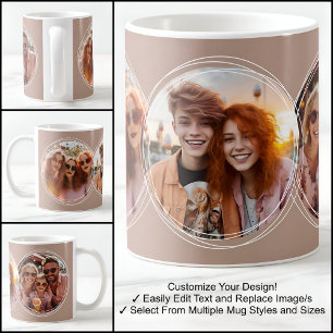 Template 3 Circular Fotos Collage Brown C88 Kaffeetasse