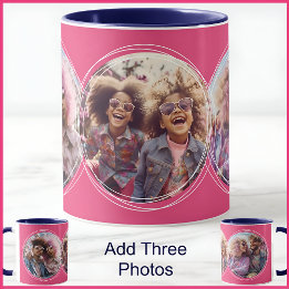 Template 3 Circular Fotos Collage Pink C58 Tasse