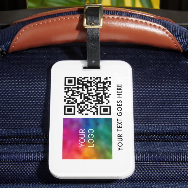 Template Business Logo QR Code Name Strichcode Gepäckanhänger (Vorderseite Insitu 2)