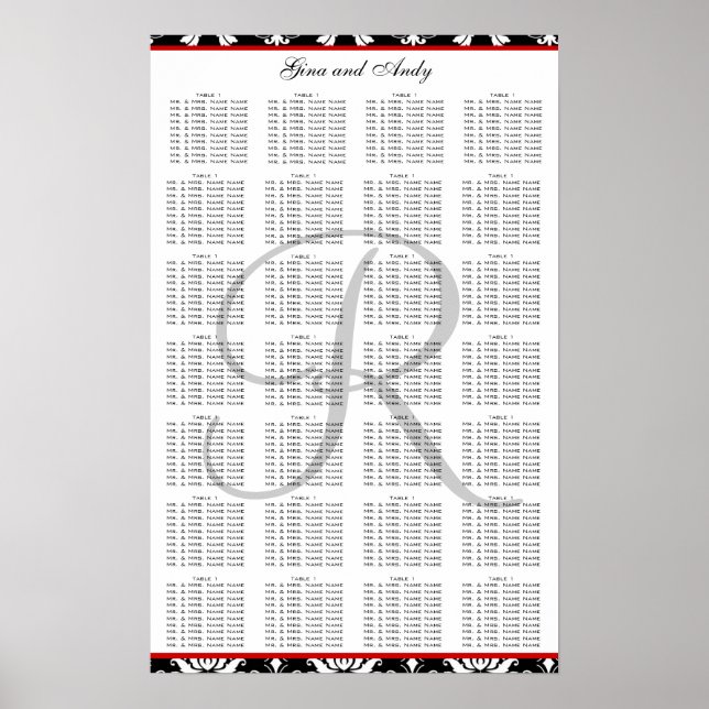 Template Damask Wedding Plan Poster (Vorne)