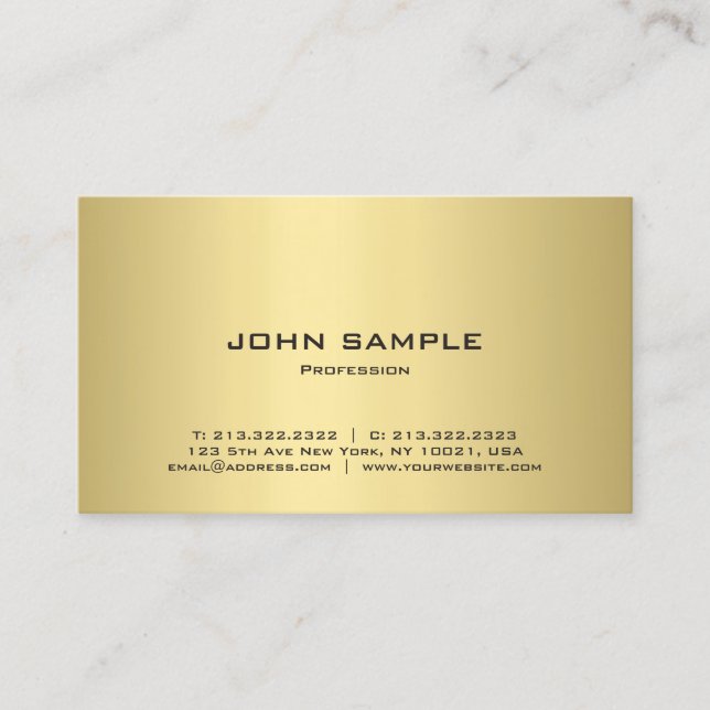 Template Elegant Gold Look Beruflich Moderne Top Visitenkarte (Vorderseite)