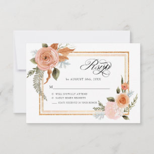 TEMPLATE Elegante floral Burgundy Blush Bloral Gol Einladung
