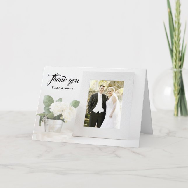 Template Foto Bilderrahmen Hochzeit danke, Karte (Vorderseite)