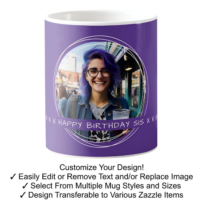 Template Foto Message Keepake Sister Lila C125 Kaffeetasse (Von Creator hochgeladen)