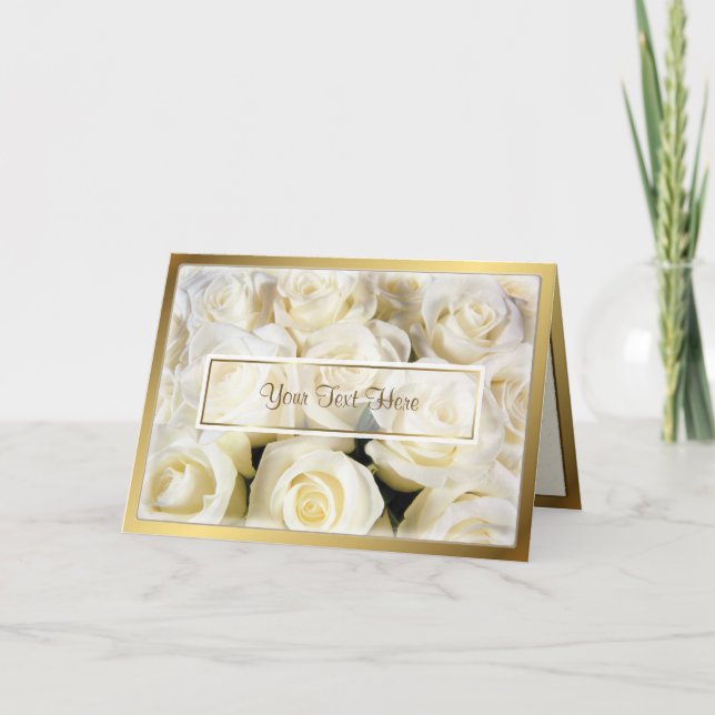 Template für die Elegance White Rose Karte (Vorderseite)