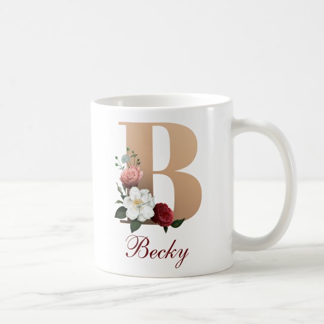 TEMPLATE FÜR hübsches florales Monogramm B Kaffeetasse (Rechts)