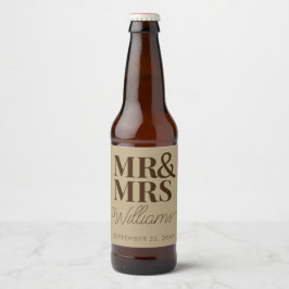 Template Gastgeschenk Hochzeit Mr. & Mrs. Name Rus Bierflaschenetikett