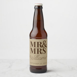 Template Gastgeschenk Hochzeit Mr. & Mrs. Name Rus Bierflaschenetikett
