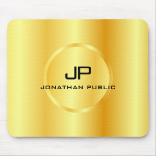 Template Gold Look Modern Elegant Monogram Mousepad