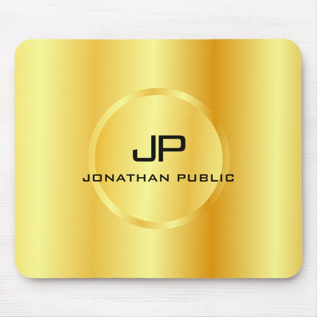 Template Gold Look Modern Elegant Monogram Mousepad (Vorne)