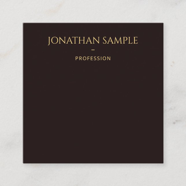 Template Imitate Gold Text Elegantes Schwarzes Vel Quadratische Visitenkarte (Vorderseite)