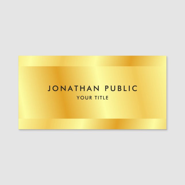 Template Imitats Gold Personalisiert Elegante Mode Namensschild (Vorderseite)