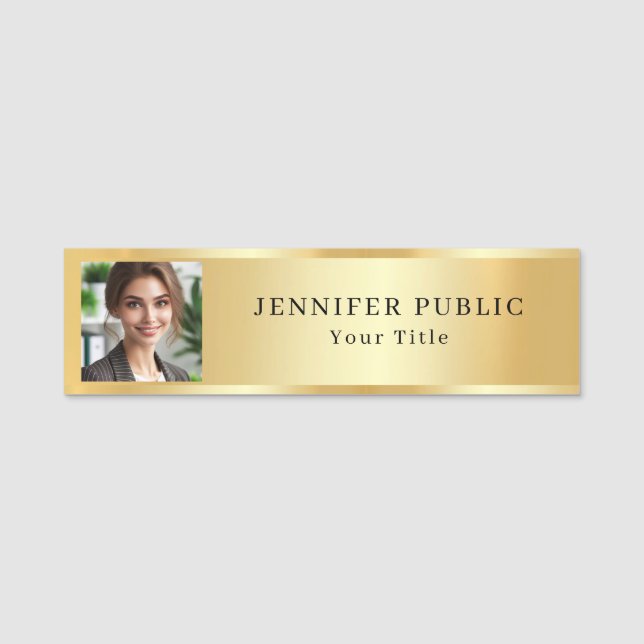 Template Imitats Gold Upload Ihr Foto oder Logo Namensschild (Vorderseite)