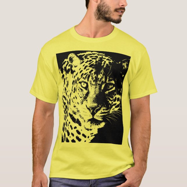 Template Leopard Head Face Pop Kunst, Dichtung und T-Shirt (Vorderseite)