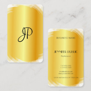 Template Moderne elegante Imitat Gold White Monogr Visitenkarte