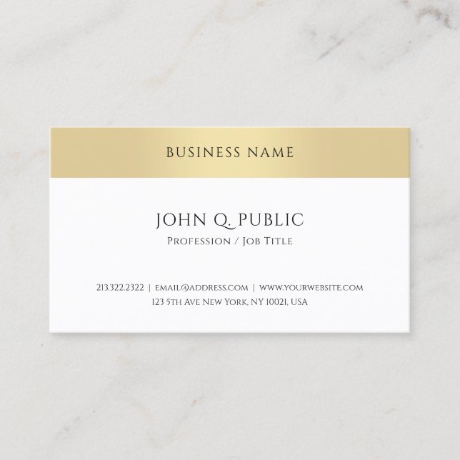 Template Moderne schicke Elegant Gold Look einfach Visitenkarte (Vorderseite)