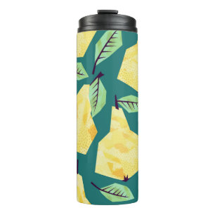Template nahtlos Muster mit Birnen. Wasserfarbe Thermosbecher
