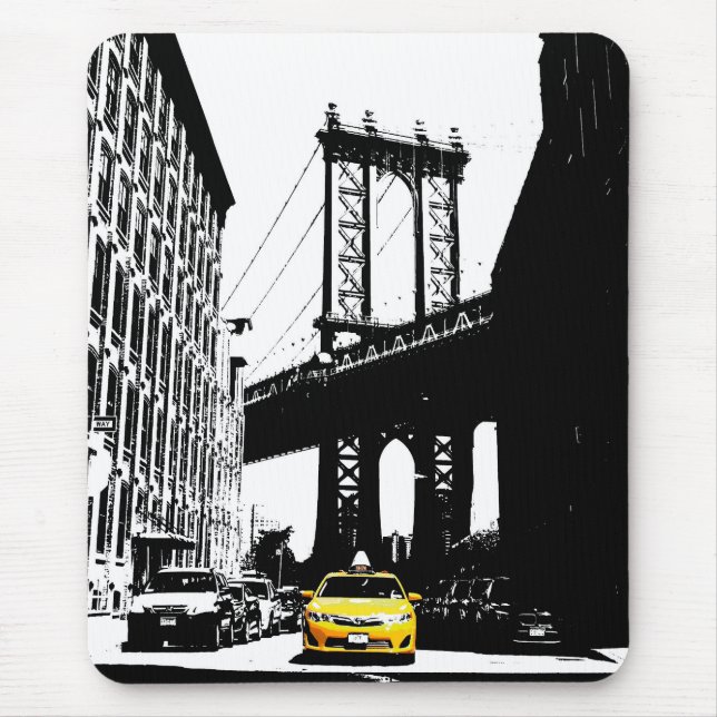Template Nyc New York City Yellow Taxi Brooklyn Mousepad (Vorne)