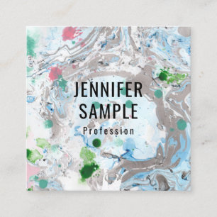 Template Pink Blue Green Trendy Moderne Abstrakt Quadratische Visitenkarte