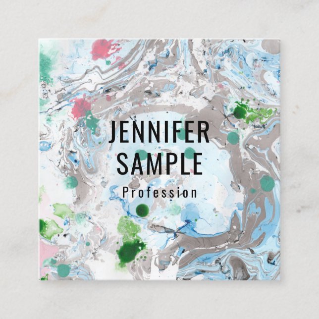 Template Pink Blue Green Trendy Moderne Abstrakt Quadratische Visitenkarte (Vorderseite)