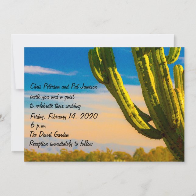 Template Saguaro Cactus Desert Wedding/Empfang Einladung (Vorderseite)