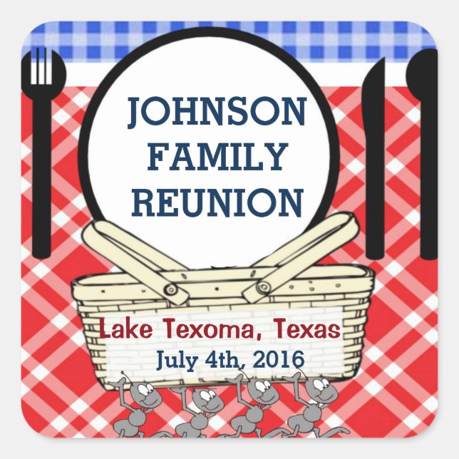 Template Sqr Stickr - R,W Blau Quadratischer Aufkleber (Vorderseite)