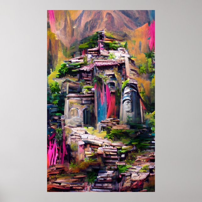 Temple - Abstrakte Malerei Poster (Vorne)