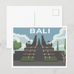 Temple Besakih Bali Indoni Reise-Illustration Postkarte