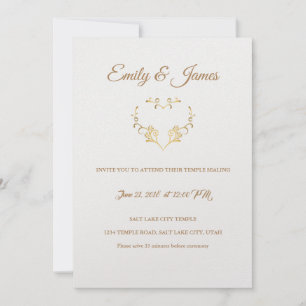 Temple Faire-part de mariage fantaisie Gold Heart 