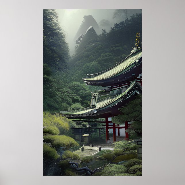Temple - farbenfrohe Malerei Poster (Vorne)