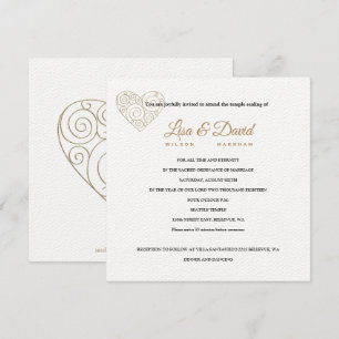 Temple Gold Heart Mariage et Invitation de récepti