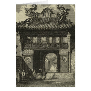 Temple impérial asiatique en noir et blanc