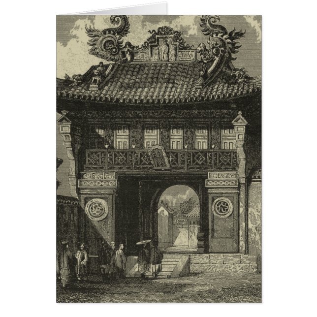 Temple impérial asiatique en noir et blanc (Devant)