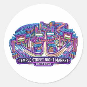 TEMPLE STREET NACHTMARKT RUNDER AUFKLEBER