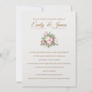 Temple vintage Rose Faire-part de mariage