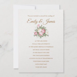 Temple vintage Rose Faire-part de mariage