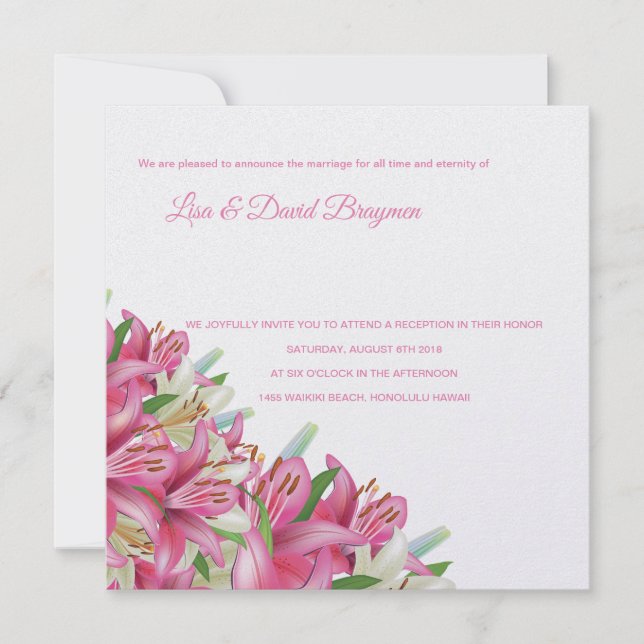 Temple Wedding Einladung Empfang Card-Lilies (Vorderseite)