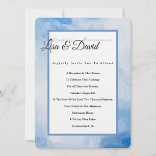Temple Wedding Empfang Invite-Blue Wassercolor Einladung