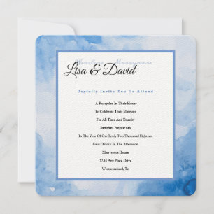 Temple Wedding Empfang Invite-Blue Wassercolor Einladung