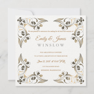 Temple Wedding Reception Card Extravagante Leaf-Gr Einladung