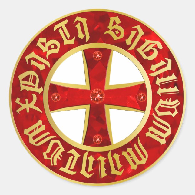 Templer Kreuz / Ritterkreuz / Crusaders Cross Runder Aufkleber (Vorderseite)