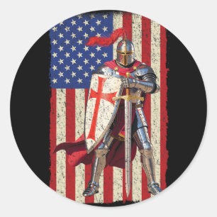 Templer Ritter Kreuzfahrer Mittelalter Amerikanisc Runder Aufkleber