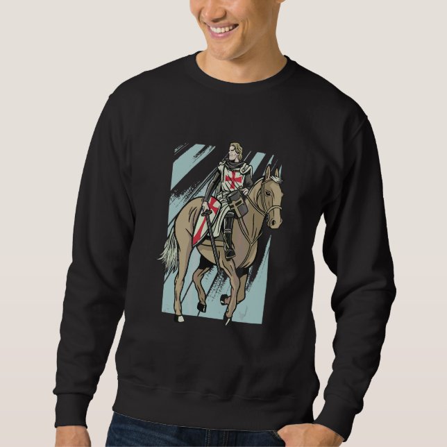 Templer-Ritter-Pferd-Kämpfer Sweatshirt (Vorderseite)